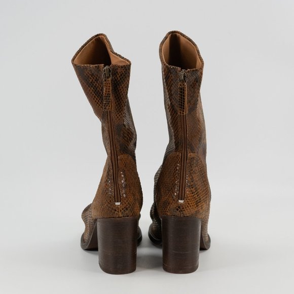 Free People Elle Block Heel Snakeskin Boots Slouchy US Women's size 9 / EUR 39 - Picture 6 of 7